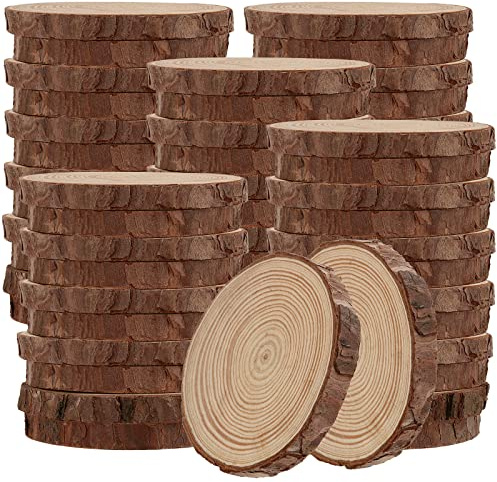 MUKLEI 60 st 9–10 cm naturliga träskivor, inget hål, träskivor, obehandlade stockar, träskivor för konst, gör-det-själv-hantverk, julprydnader, bröllopsdekoration, träunderlägg