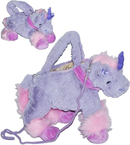 alles-meine.de GmbH Tragetasche/Umhängetasche - Einhorn lila - Plüsch für Kinder - Tasche Plüschtasche/Handtasche rosa Mädchen Pferd - Kindertasche - Einhörner Einhorntasche -..