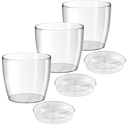 ECOMACETAS FLOWERPOT STORE Maceta de Plástico Transparente, Redonda para Orquídeas o Decoración (3, 14cm)