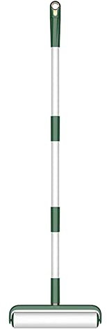 ZAJ Green 4 Ft Extendable Long Handle Lint Roller 24 Cm Large Surface Sticky Pet Hair Remover 60 Sheet per Rifill for Floor Ceiling Bed and Carpet, Easy Peeling