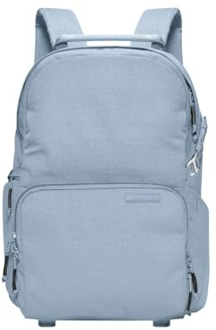 BREVITE The Jumper Kompakta kameraryggsäckar för fotografer, tillräckligt med utrymme för laptop- och DSLR-tillbehör och mer, 18 liter, Dimmig blå, 18L
