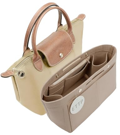 ETTP Purse Organizer Insert For Handbags, Felt Tote Bag Organizer Insert, Handbag Organizer, Compatible with Neverful Speedy and More, 6 Size (Medium,Beige)
