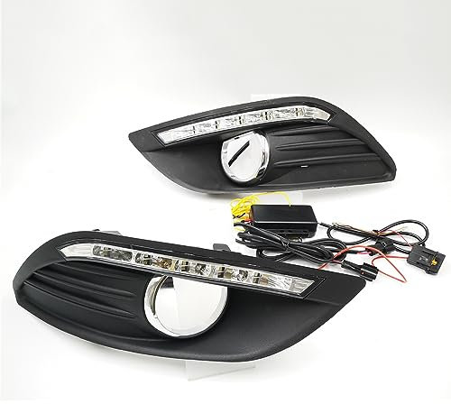 BAKUGO 2 Stück Auto Tagfahrlicht Nebelscheinwerfer Abdeckung Blinklicht Für Ford Focus 2 Limousine MK2 2009-2014,White Dynamic Yellow