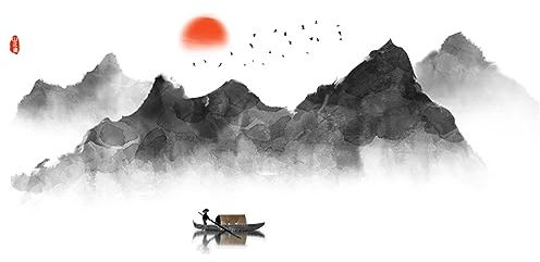 duoyif Stickers Muraux Montagne Noire Autocollant Mural Salon Stickers Muraux Montagnes Oiseaux Lune Bateaux De Pêche Silhouette Autocollant Sticker Mural Pour Décoration Murale Salon Chambre Bureau