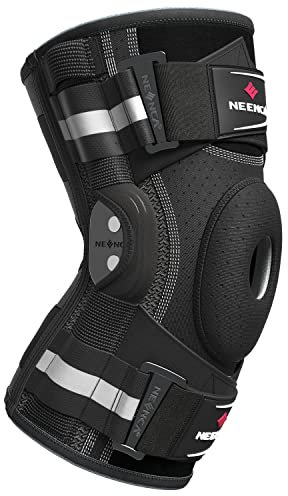 NEENCA Genouillère pour douleurs au genou, genouillère articulée réglable avec système de fixation breveté X-Strap, forte stabilité pour soulager la douleur Jonit, l'arthrite, la déchirure du ménisque