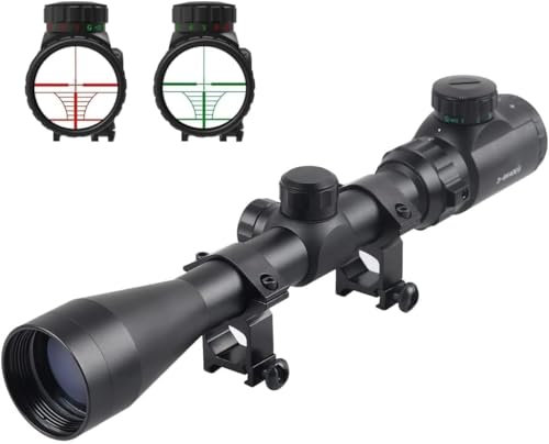 KinZon 3-9x40 Lunettes de Visée Optique, Réticule Mil-Dot, Points de visée Rouge et Vert avec Supports de Rail Weaver/Picatinny, pour Armes de Chasse et Airsoft