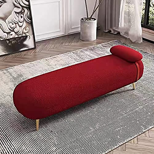 ASHILD Luxuriöse osmanische Bank, Samtende der Bettbank, Bequeme gepolsterte Sitzbank, Moderne Schlafzimmerbank, Eingangsbank, rot, 110 x 50 x 42 cm