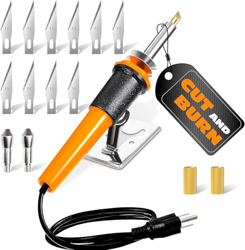 Couteau électrique pour plastique - Kit de combustion du bois - Outil de bricolage polyvalent à chauffage rapide - Design durable pour mousse, plastique, maille décorative et bois - Comprend plusieurs