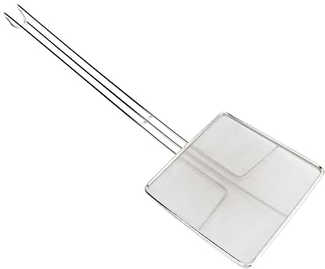 Cucharón de Espumadera con Colador Cuadrado, Espumadera de Malla de Acero Inoxidable, Cuchara Coladora de Pasta Multifuncional para Cocinar y Freír (Malla fina)