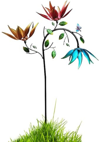 Vllold Hilanderos de Viento de Flores de jardín,Hilanderos de Viento de Flores al Aire Libre - Escultura de Viento de Girasol para Exteriores - Linda Escultura de Viento Moderna, hilandero de Viento