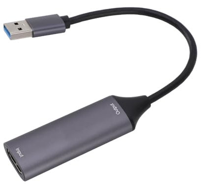 Annadue Videoaufnahmekarte, 4K Grabberkarte für OBS, Zoom, Aluminiumlegierungsmaterial, AWG26 Standardkabelunterstützung 15 Meter Eingang (USB3.0)
