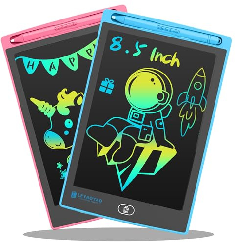 LEYAOYAO 2 Pack LCD Writing Tablet for Kids, 8.5inch Colorful Screen Doodle Pad Drawing Board, Learning Educational Toys Gifts for 3 4 5 6 7 Years Old Girls Boys (Pink+Blue)