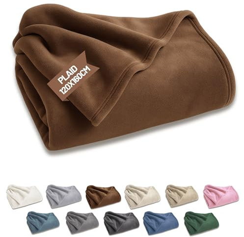 SONIT - Plaid Divano in Pile per Divano e Letto Singolo - Coperta in Pile Autunnale e Invernale - Coperta 120x160 cm - Plaid Singolo Nocciola