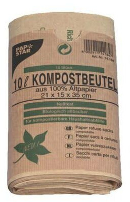 VEPATIM 40 Kompostbeutel aus Papier 10L 35 cm x 21 cm x 15 cm braun (Karton)