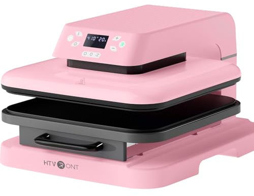 HTVRONT Automatische Heißpressmaschine für T-Shirts, Rosa | Sublimation, DTF, HTV-Vinyl-Projekte, automatisches Drücken und Lösen, professionelle Hemdpresse für Stoff, Holz