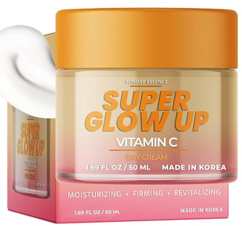 Sunday Essence Vitamin C Day Cream - Dermatologist Tested, Anti- Aging, Korean Skin Care - Hydrates, Evens Skin Tone & Boosts Radiance - Clean Beauty, Vegan, Non-GMO, Cruelty-Free - 1.69 Fl Oz