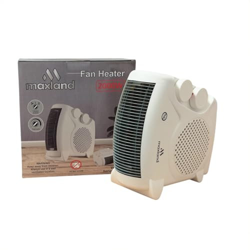 Electric Fan Heater with 2000W Power, 2 Heat Settings, Fan Setting, Safety Features & Vertical Design, Heat Protection, Thermostat, Lightweight & Portable for Home, Office & Garage