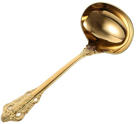 Cabilock Louche à Soupe En Acier Inoxydable Doré Louche Multi-usages Ergonomique Cuillère Cuisine Ménagère Usage Culinaire Et Service à Table