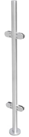 Postes de acero inoxidable para escaleras, 110 cm, con soporte de cristal, barandilla para balcón, postes, sillas, soporte para barandillas, escaleras para balcones (columna media)