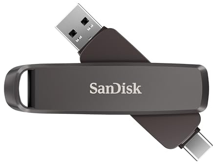 SanDisk Extreme Pro Dual Drive 512 GB, Memoria Flash con Conectores USB Type-C y Type-A Reversibles, Velocidades hasta 1000 MB/s, Cifrado de Datos, copias de Seguridad automáticas, diseño metálico