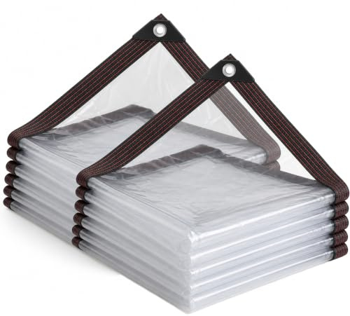 YILUFACAI Lona Impermeable Transparente Exterior con Ojales, 2x3m-2p | 90 % transparente para proteger terrazas, invernaderos y muebles de jardín de la lluvia sin perder luz ni visibilidad.