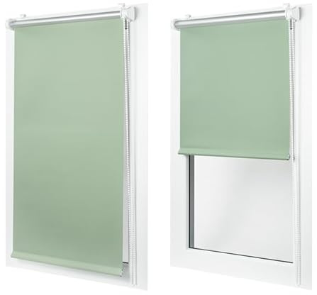 MakoStyl Rollos für Fenster Ohne Bohren - Verdunklungsrollo Limette 100 cm Breite x 120 cm Höhe - Doppelrollo Klemmfix Ohne Bohren - Fenster Rollos für Innen 100% Blackout - Verdunkelnd Duo Rollo