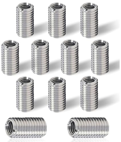 12 Pieces Threaded Insert M10 to M8.15 mm Stainless Steel Reducing Nut Threaded Sleeve M10 Threaded Insert to M8, Threaded Sleeves Thread Reduction Set for Furniture Projects Automobiles Mechanical
