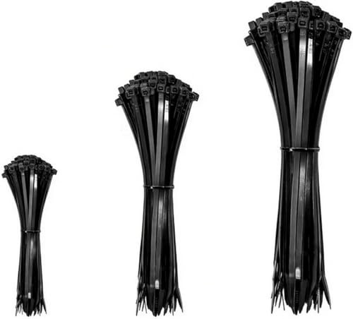 Fascette fermacavi, spesse e resistenti, in plastica di nylon autobloccante, 450 mm x 4,8 mm, extra lunghe, confezione da 50, colore nero (confezione da 250/nero/3 dimensioni)