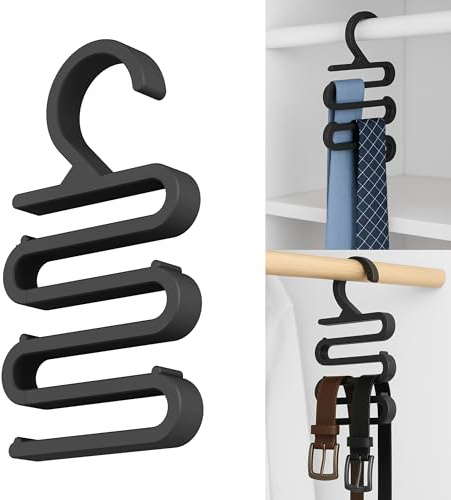 NewGround Designs Tie Belt & Scarf Holder - Stylish Organiser System Tie Holder Belt Holder Scarf Hanger - Wardrobe Hanger/Hanger