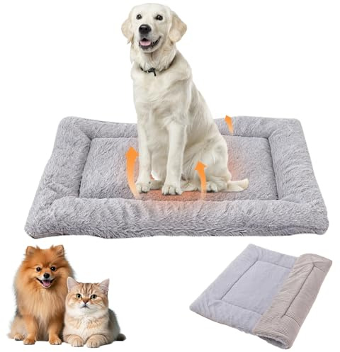 BUKLUKE Hundematte Flauschig, 70 x 93 cm Hundebetten Waschbare Hundematte, Hundekissen Flauschig mit rutschfeste Unterseite für Dog Cat Pets, Größe: L (Grau)