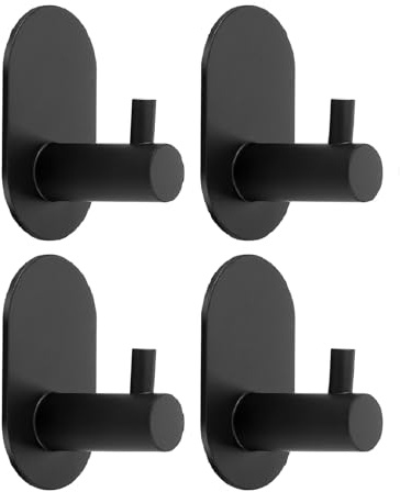 Dntorx Self Adhesive Hooks, 4 Pack Adhesive Towel Hooks Wall Hook for Bathrooms Heavy Duty Shower Hooks Wall Door Hook Hangers Coat Hooks Stick on Hooks for Kitchen Home