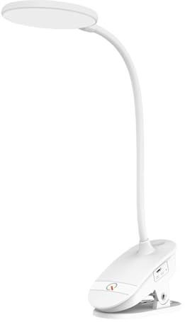 Luz LED con clip | Abrazadera de cuello de de 360 grados para mesita de noche | 3 modos de lámparas de mesa flexibles para el hogar, dormitorio, sala de estar, escritorio, dormitorio