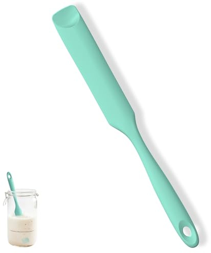 U-Taste Silicone Jar Spatula for Sourdough Starter: Long Skinny Food-Grade Jam Spreader, Sturdy Stirring Stick Bowl Scraper with Flexible Spoon Tip, Mixing Icing Tool, Peanut Butter Knife (Aqua Sky)
