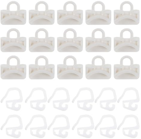 LIFKOME Juego De 25 Piezas Ganchos para Cortinas Plásticas con Deslizadores Ondulados Runners Suaves y Accesorios para Riel de Ventana Repuesto para Cortinas con Pliegues Elegantes