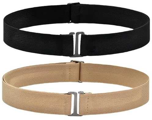 2PCS Elastic Belt Women, Invisible Belts for Womens, Adjustable Stretchy Elasticated Belt for Women, Jumper Tuck Band, Black Brown Ladies Stretch Waist Thin Slim Size Belts for Jeans Dresses Pants