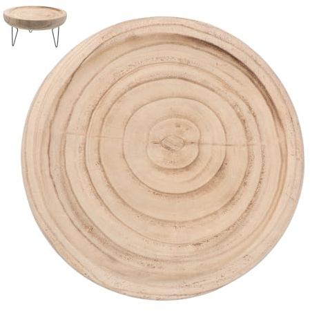 Cabilock Plateau Rond en Bois Naturel avec 3 Pieds en Métal Plateau de Rangement Multifonction pour Bijoux et Bougies Chauffe-Plat Centre de Table Vintage pour Salon et Comptoir