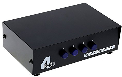 LEAGY 4-portars video audio AV-omkopplare – 4 ingångar 1 utgång – 4 DVD till 1 TV – standard RCA-kontakt