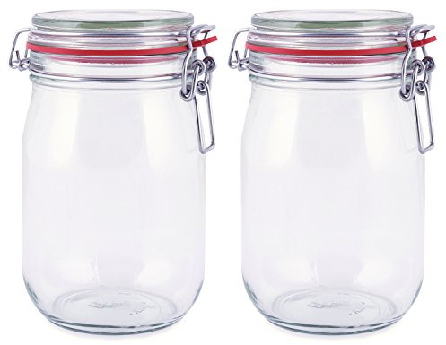 pajoma® Drahtbügelglas 2er-Set | 1000 ml Fassungsvermögen inkl. Gummidichtung | Einmachglas Vorratsglas mit Drahtbügelverschluss - Premium Qualität