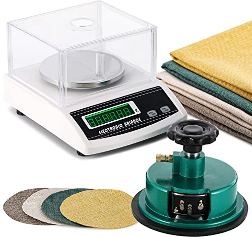 NEWTRY 1000g/0,01g GSM elektronische Waage digitale Laborwaage mit einer einstellbaren Scheibe Probenehmer Tuchschneider 100cm2 von 0-2mm, für Textil, Gewebe, Papier