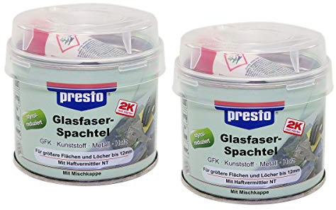 Presto 2K Glasfaserspachtel 2 Stück á 250 g grau-grün Holz Beton Styrol Reduzier
