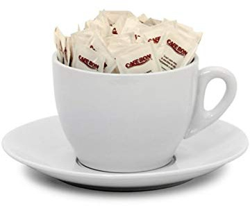 SWEET HOME Tazza Grande con Piatto in Porcellana Bianca, Porta Bustine da Zucchero, Lt 1,5 cod.BR01961LU cm 25,5 Altezza cm 12,5