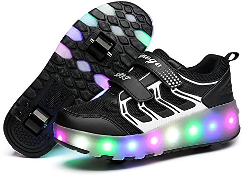 LED Chaussures de LED Roulettes USB Rechargeable Nouveau Style Lumières Clignotant Couleur Changeant Chaussures de Multisports Outdoor à Roulettes Sports Gymnastique Sneakers avec Rouleau Fille Garçon