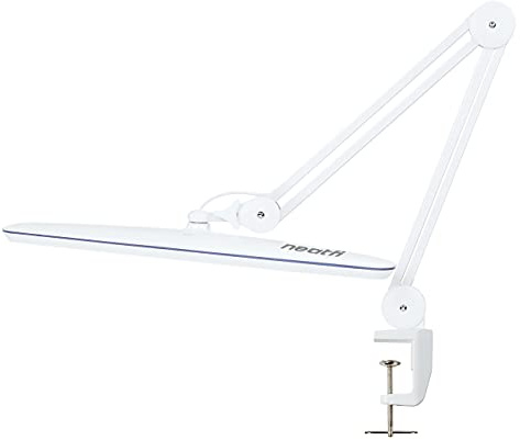 Neatfi XL 2,200 Lumens 24W LED Desk Lamp – 58cm Wide Shade | Dimmable Eye-Caring Task Light | Adjustable Arm | Home Office, Study, Crafts & Nail Tech (White, 58cm)