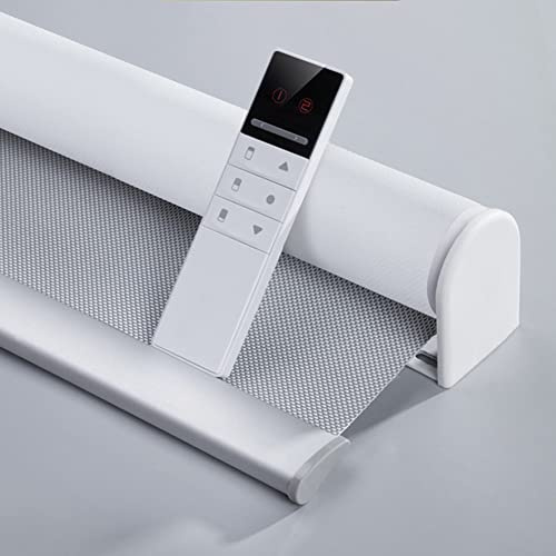 Motorized Blinds with Remote (23-95 inches) Window Roller Shade Wireless Rechargeable Motor Popular Sunshine Fabric for Office and Home Customize Size (82006E-1)