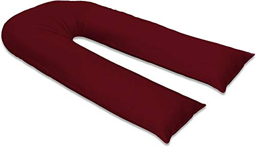 Crescent Collection U Shaped Pillowcase Cover Pregnancy Maternity Nursing Full Body Pillowcase Cover (Burgundy, 9FT U Pillowcase Cover Only)