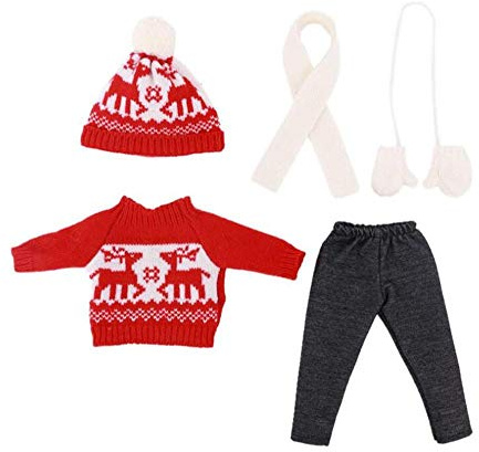 DUORUI Puppe Kleidung Kleid Winter Outfit Weihnachtspullover für American Girl Doll 18 Zoll mit Hut Schal Handschuhe