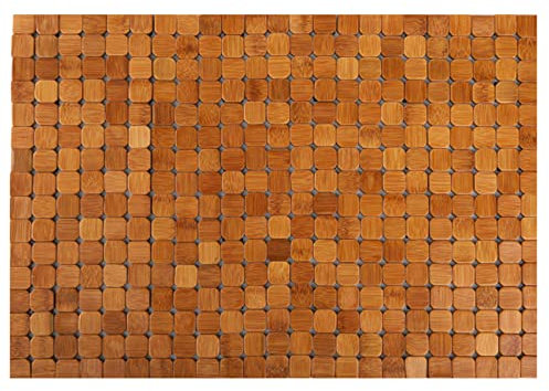 Dicunoy Bamboo Floor Bath Mat, Bathroom Shower Rug, Wooden Toilet Doormats for Shower Doorsteps, Sauna, Tub 60cm L x 40cm W, Wooden Bathroom Accessories