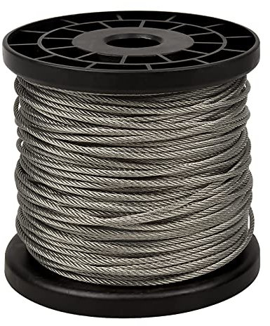 1 Rolle Drahtseil, 60m Bilderrahmen Draht Seil, Seil Edelstahl 2mm, Hochleistungs Edelstahl Drahtspule zum Aufhängen Bilderrahmen, Kabelgeländer, Hunde. Kann bis zu 380 Pfund halten