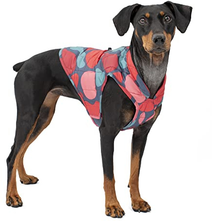 Kurgo Loft Hundejacke, wendbarer Wintermantel für Hunde, reflektierend, mit Geschirr zu tragen, wasserabweisend, für kleine, mittelgroße und große Haustiere (Lavalampe, S)