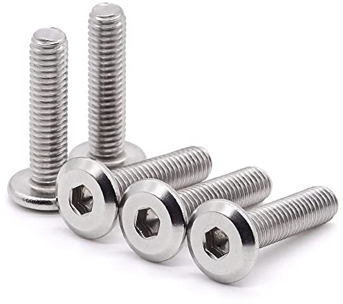 Glvaner M6-1.0 x 35mm Binding Screws Furniure Screws, Connection Bolt, Flat Round Head Socket Head Cap Screws, 304 Stainless Steel 18-8 Full Thread, 30 pcs